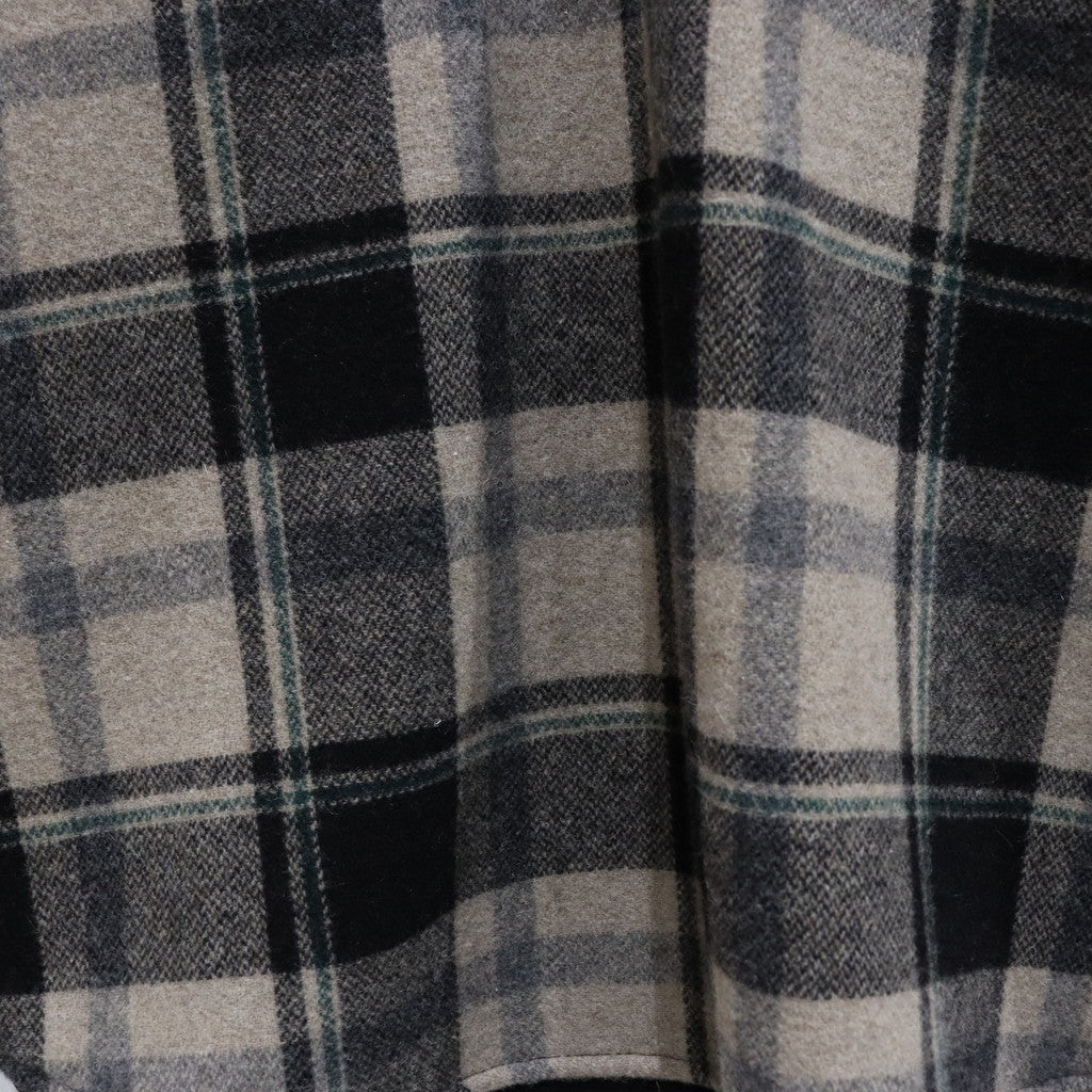 半拉鍊拼接格紋襯衫#黑色 [SC2320-SH04]