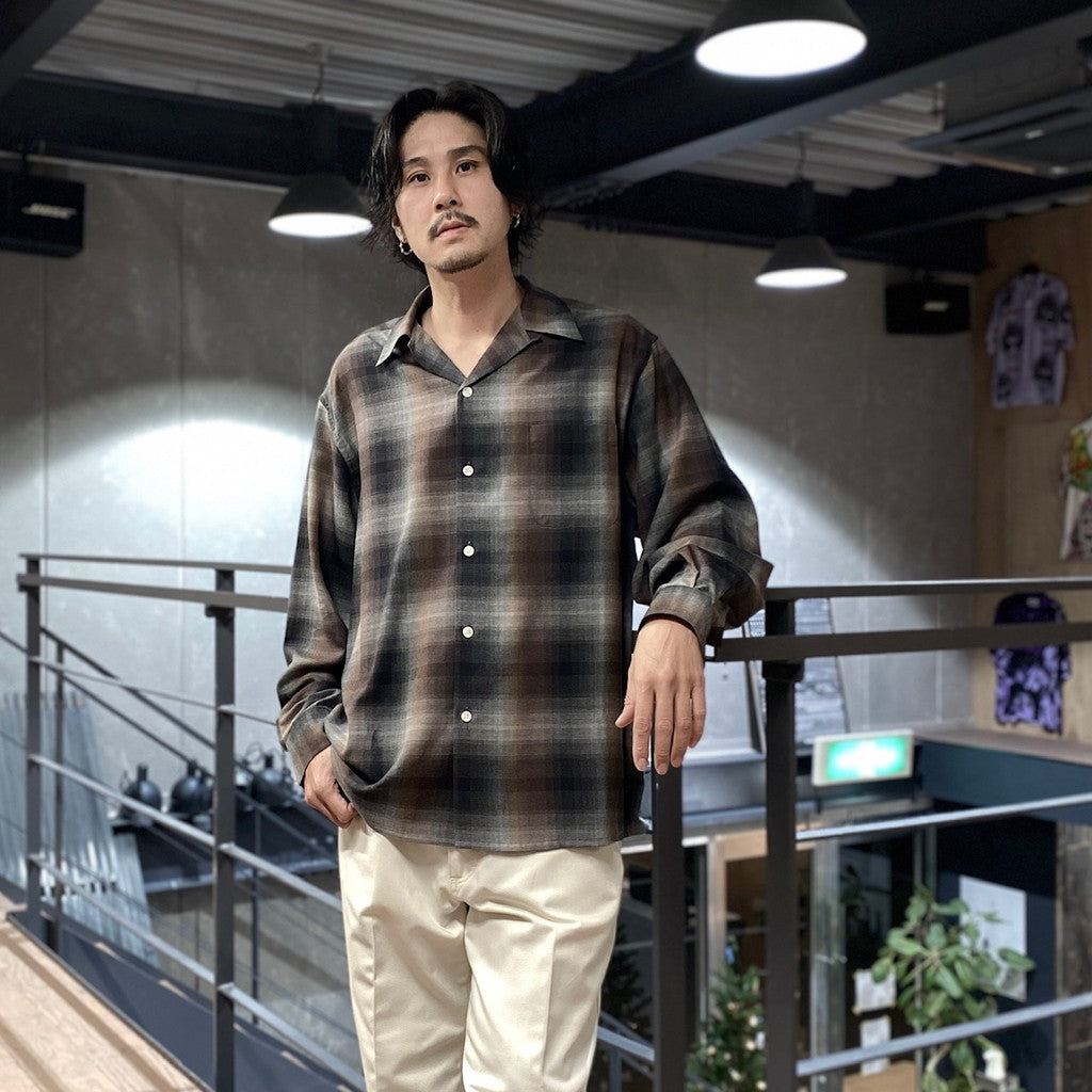 OMBRE CHECK OPEN COLLAR SHIRT L/S -TYPE 2- #BROWN [23FW-WMS-OC02]