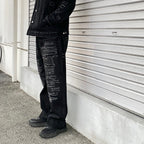 BORO 吊帶牛仔褲 #黑色 [24SS-FS-04 / FS1403]