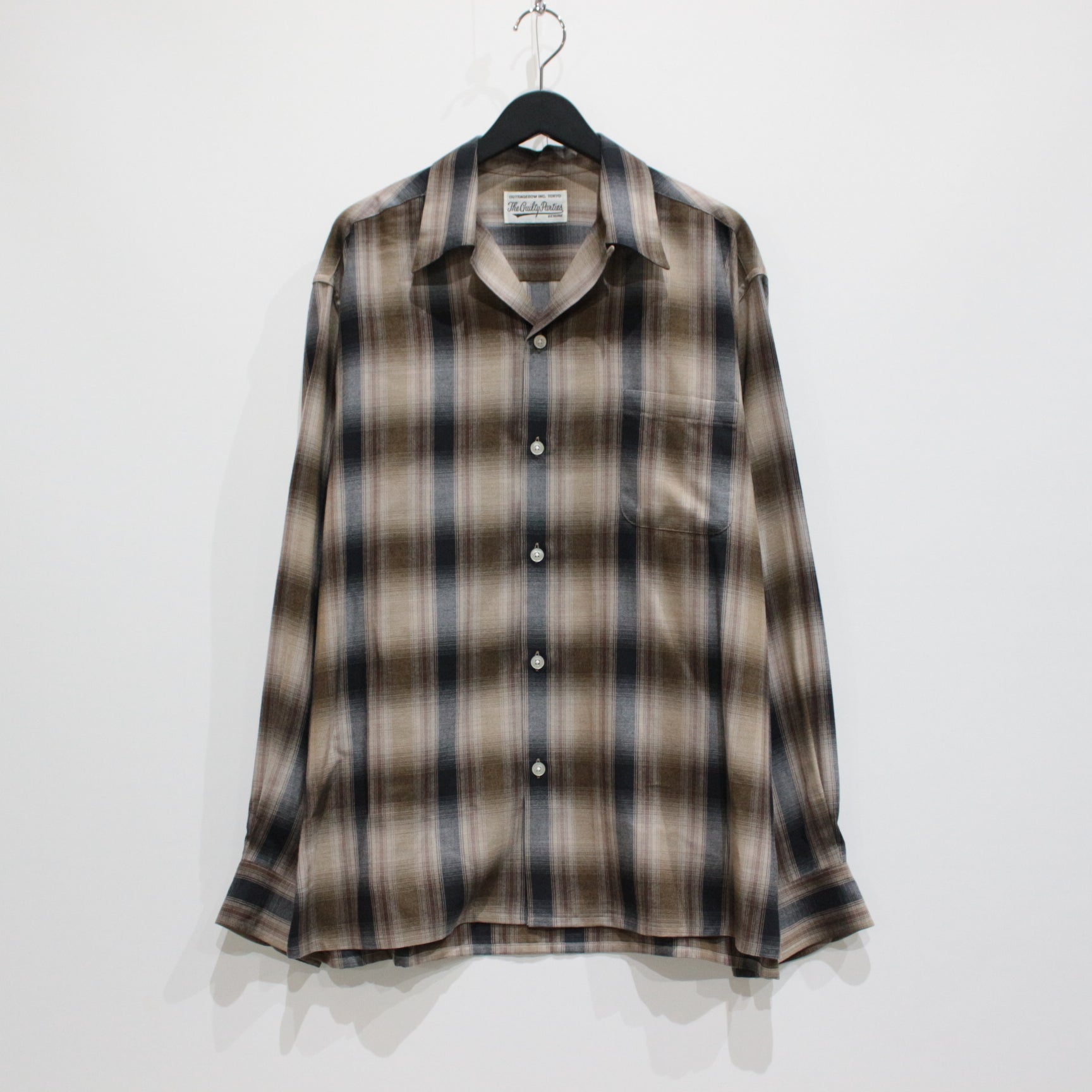 OMBRE CHECK OPEN COLLAR SHIRT L/S -TYPE 4- #BROWN [23FW-WMS-OC04]