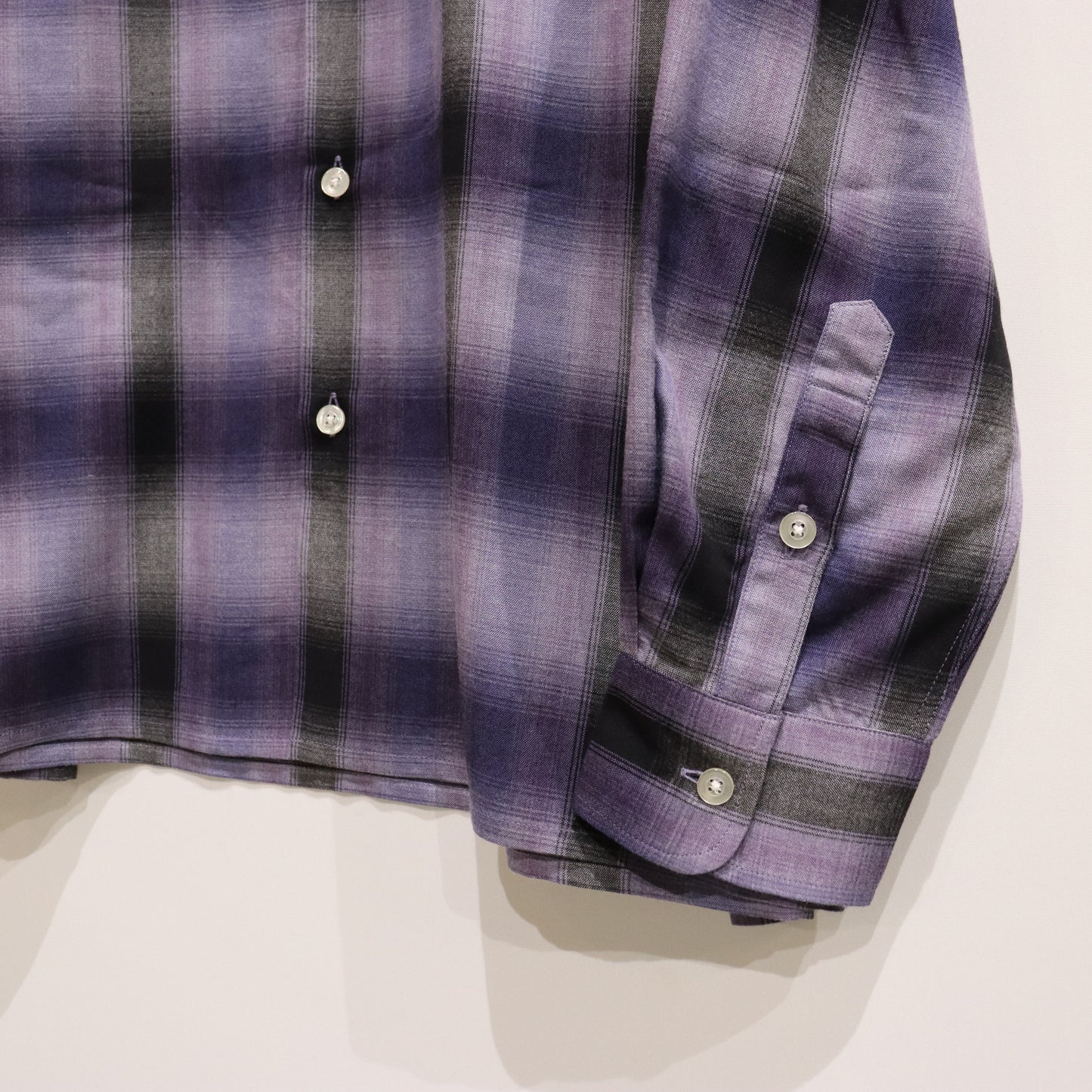 OMBRE CHECK OPEN COLLAR SHIRT L/S -TYPE 4- #PURPLE [23FW-WMS-OC04]