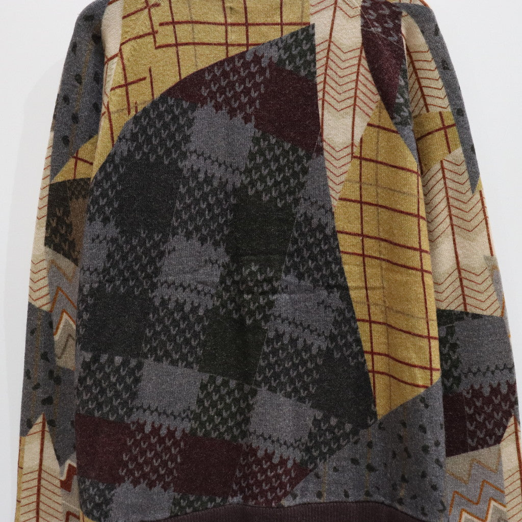 瘋狂圖案針織開襟衫#棕色 [SC2320-KN09]