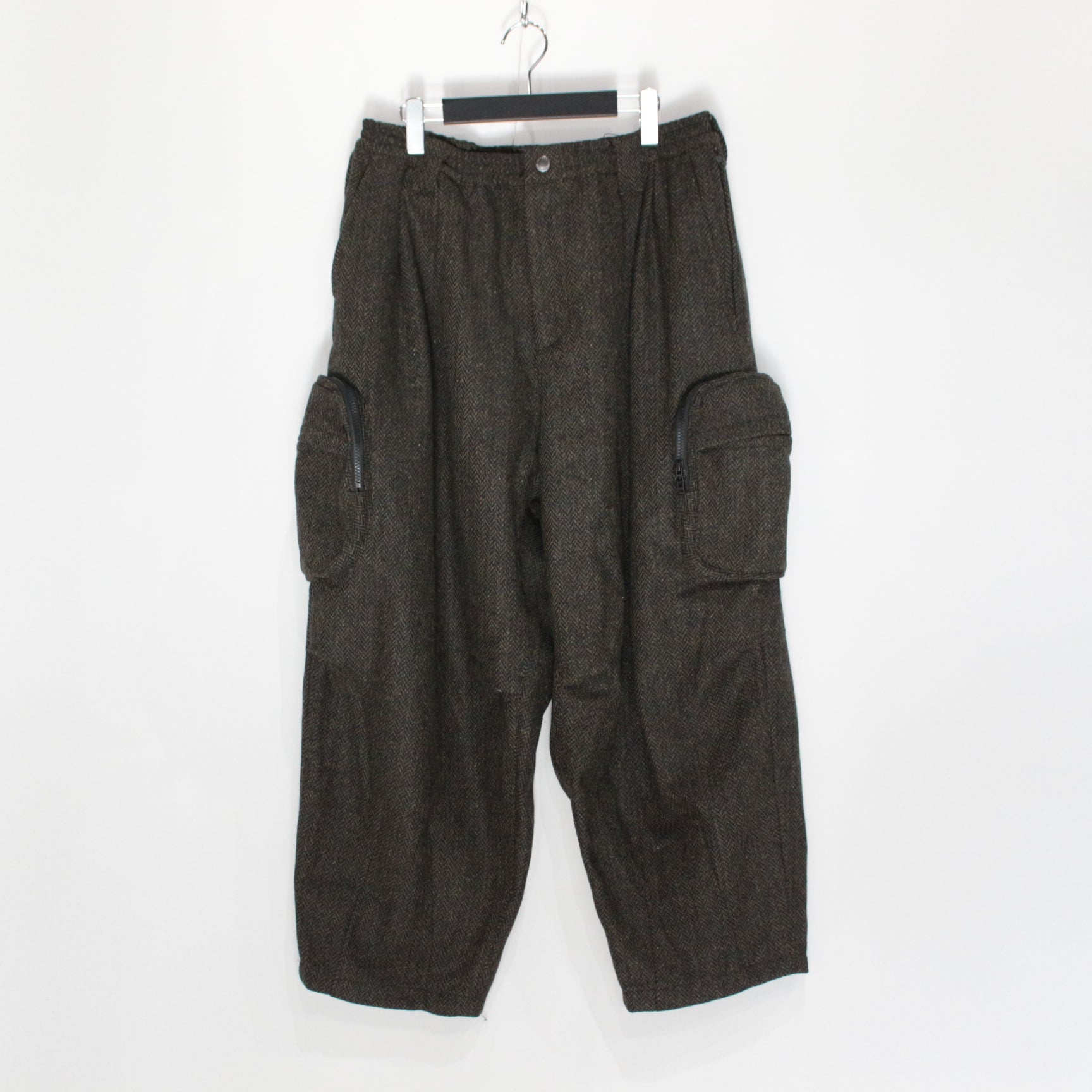 TWEED CARGO PANTS #OLIVE [FW23-B01]