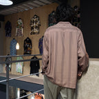 條紋開領襯衫 L/S #紫色 [24SSE-WMS-OC01]