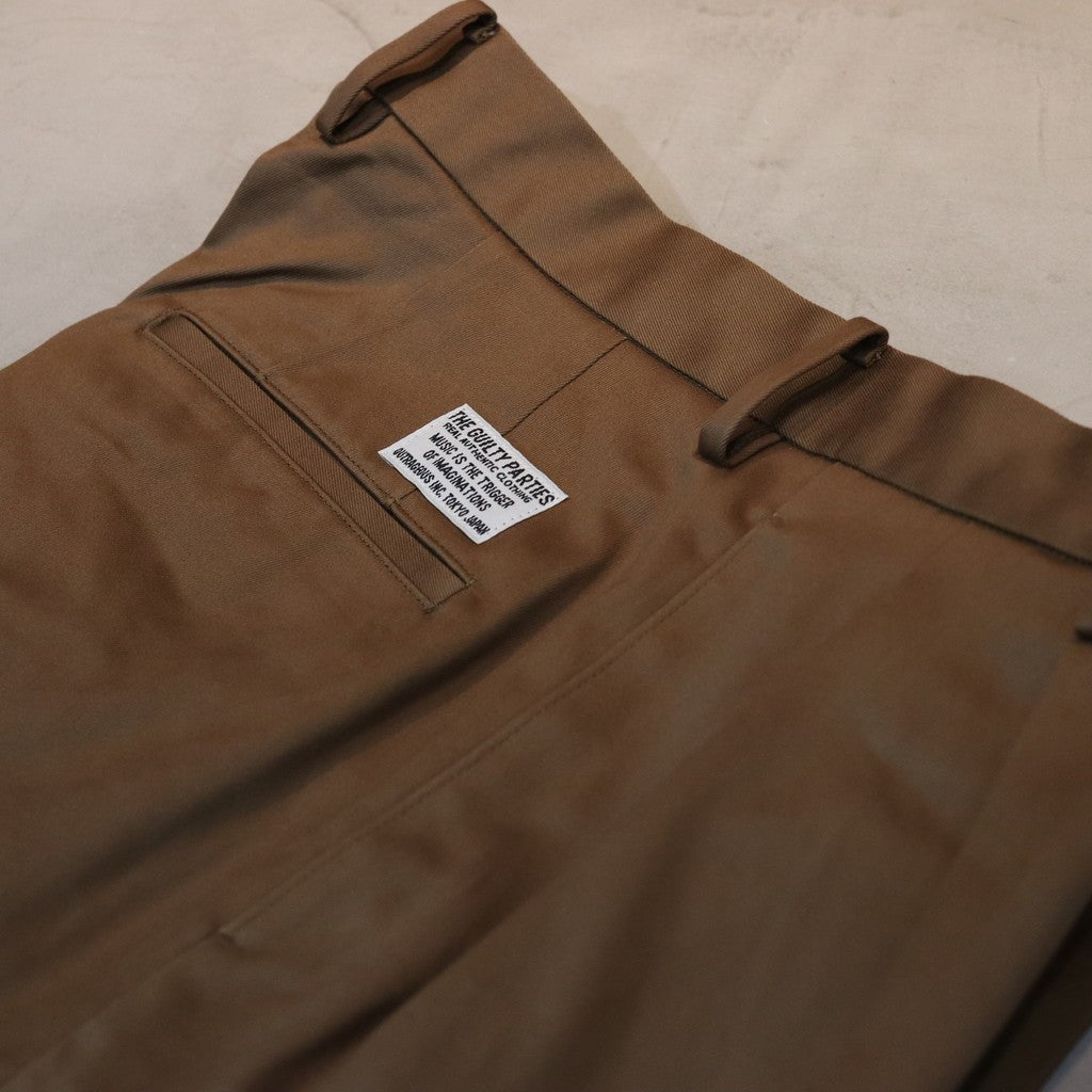 DOUBLE PLEATED CHINO TROUSERS #BROWN [24SS-WMP-PT10]