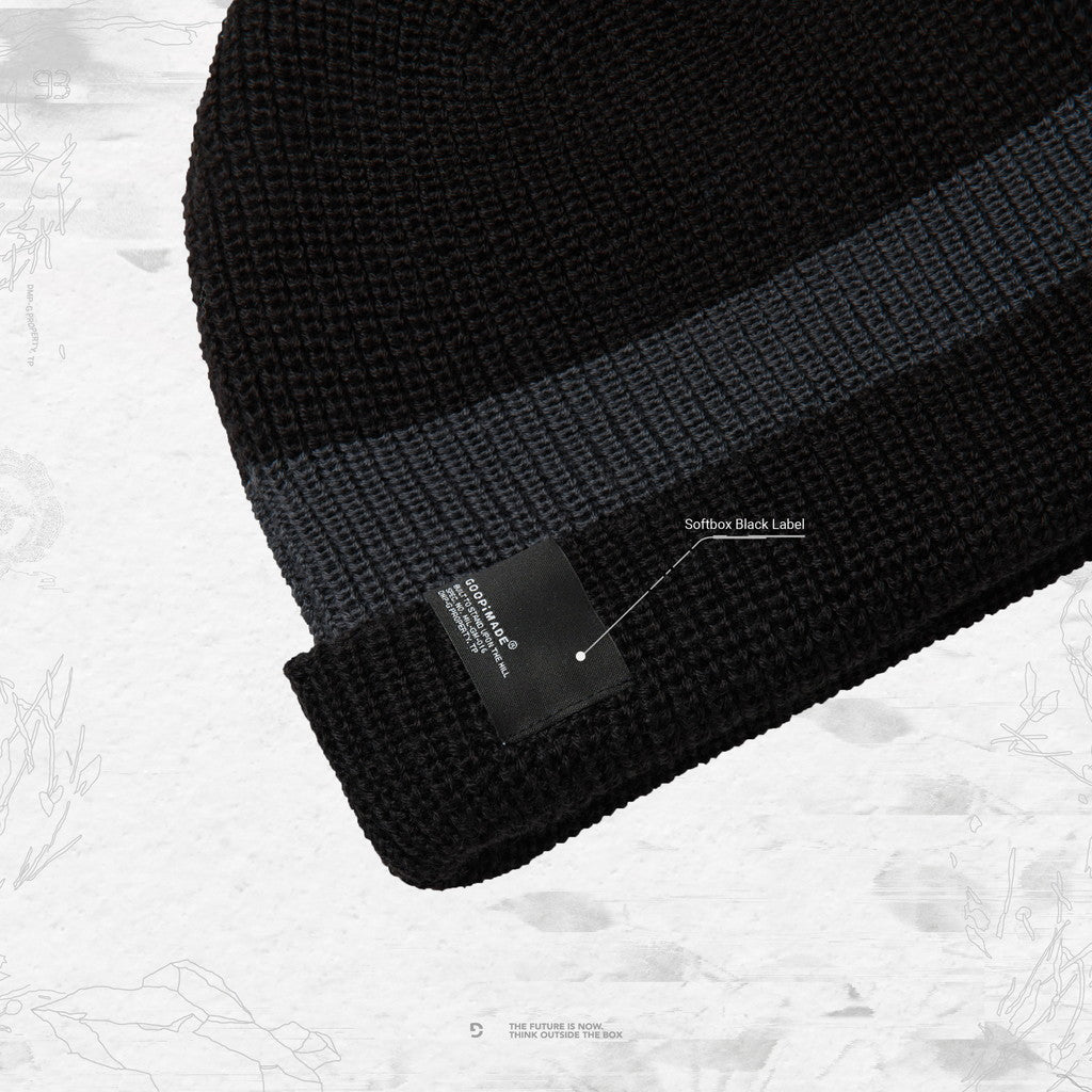 “MB-7”SOFTBOX 拼布毛線帽 #黑色 [GOOPI-23AW-NOV-04]