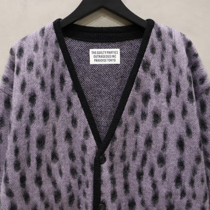 豹紋馬海毛開襟衫#紫色 [24SS-WMK-KN09]