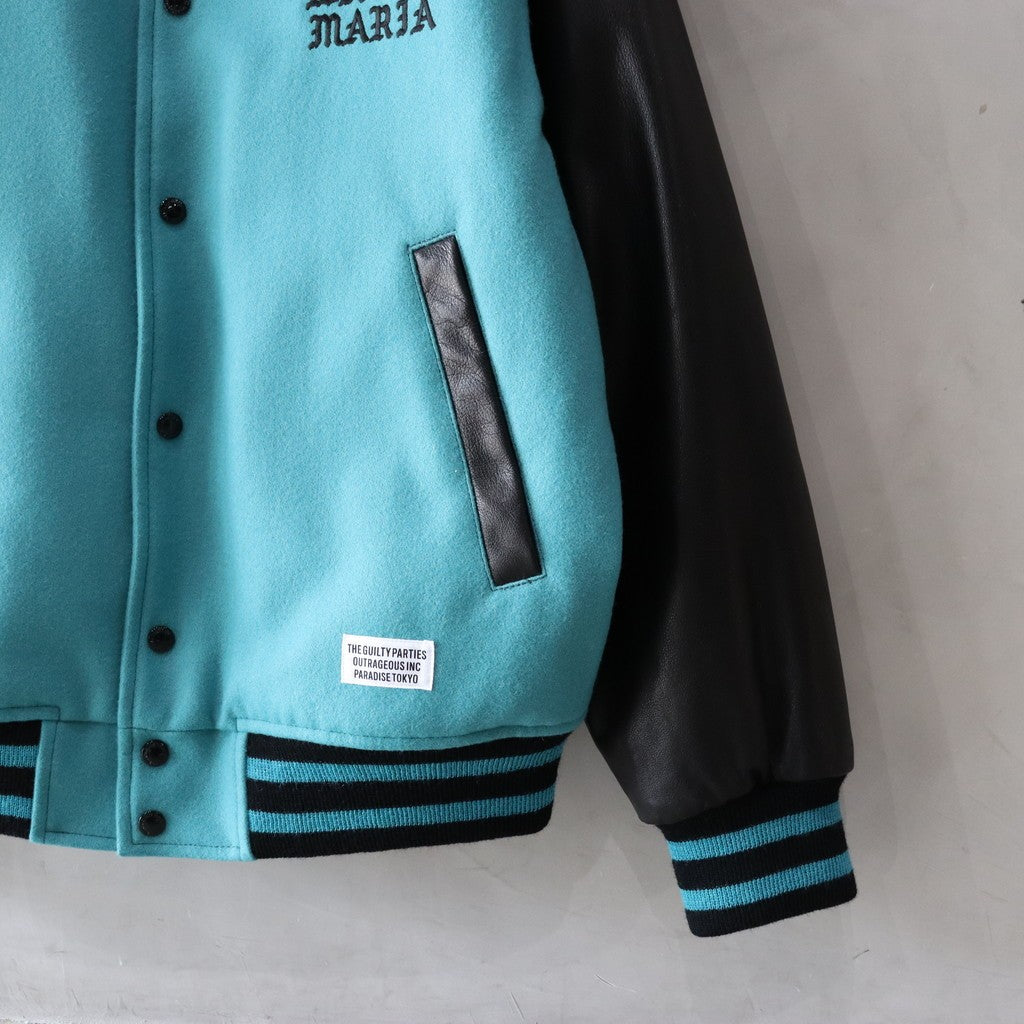 LEATHER VARSITY JACKET -B- -TYPE 2- #EMERALD [24SS-WMO-BL10]