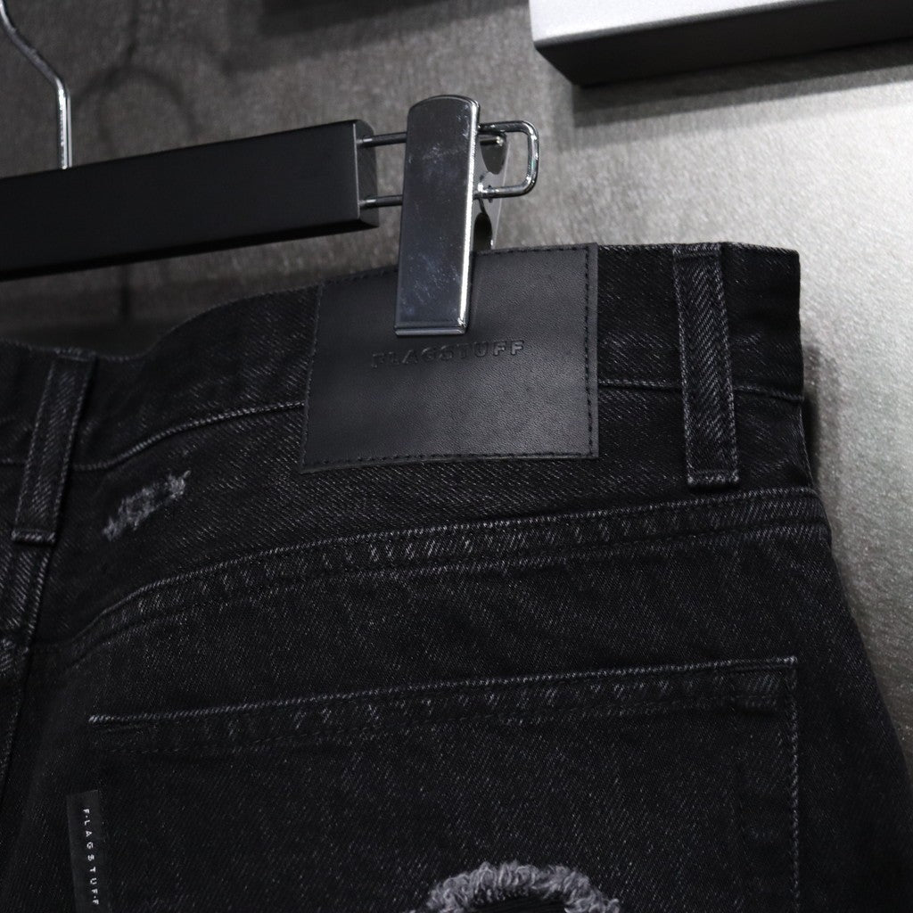 BORO 吊帶牛仔褲 #黑色 [24SS-FS-04 / FS1403]