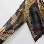 瘋狂圖案針織開襟衫#棕色 [SC2320-KN09]