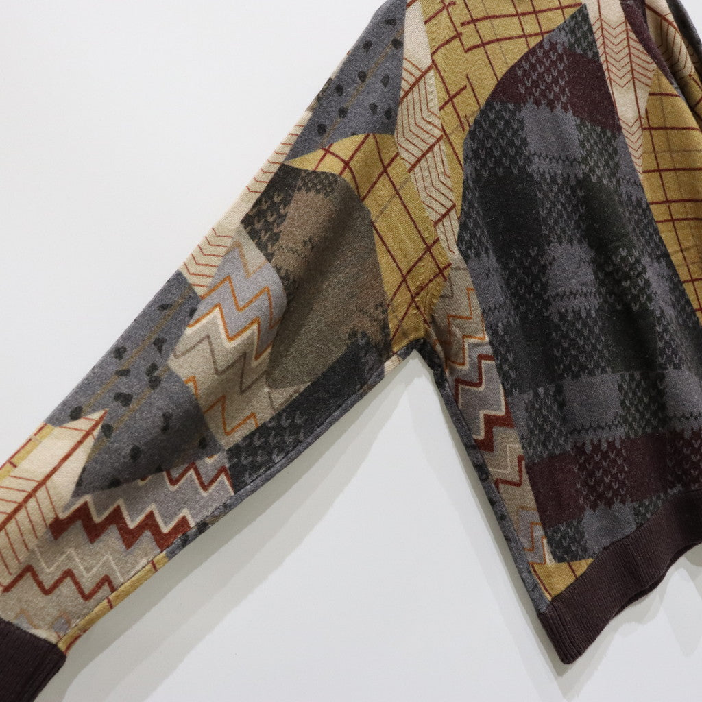 瘋狂圖案針織開襟衫#棕色 [SC2320-KN09]