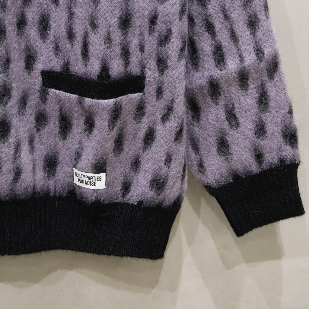 豹紋馬海毛開襟衫#紫色 [24SS-WMK-KN09]