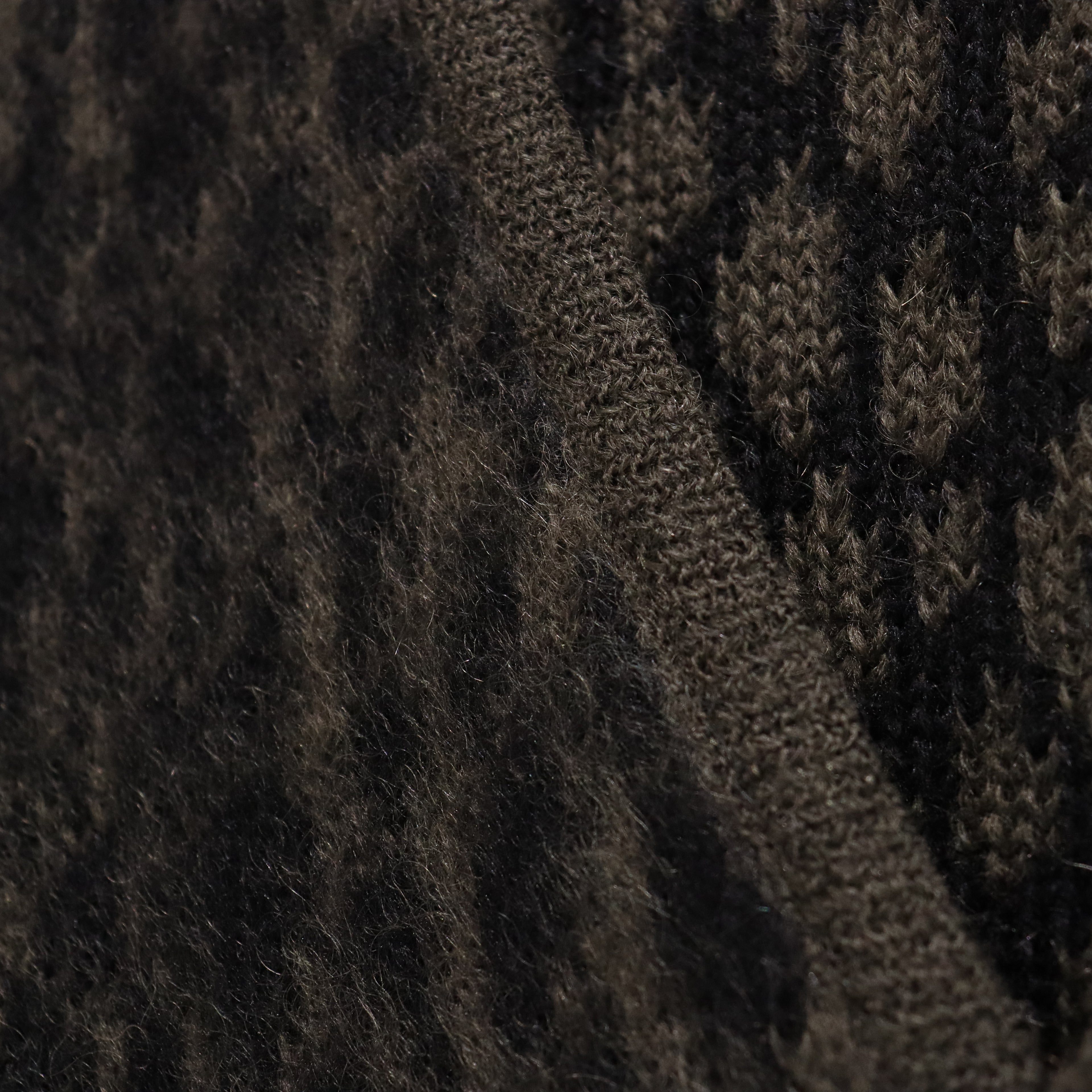 LEOPARD HEAVY MOHAIR CARDIGAN #KHAKI [23FW-WMK-KN15]