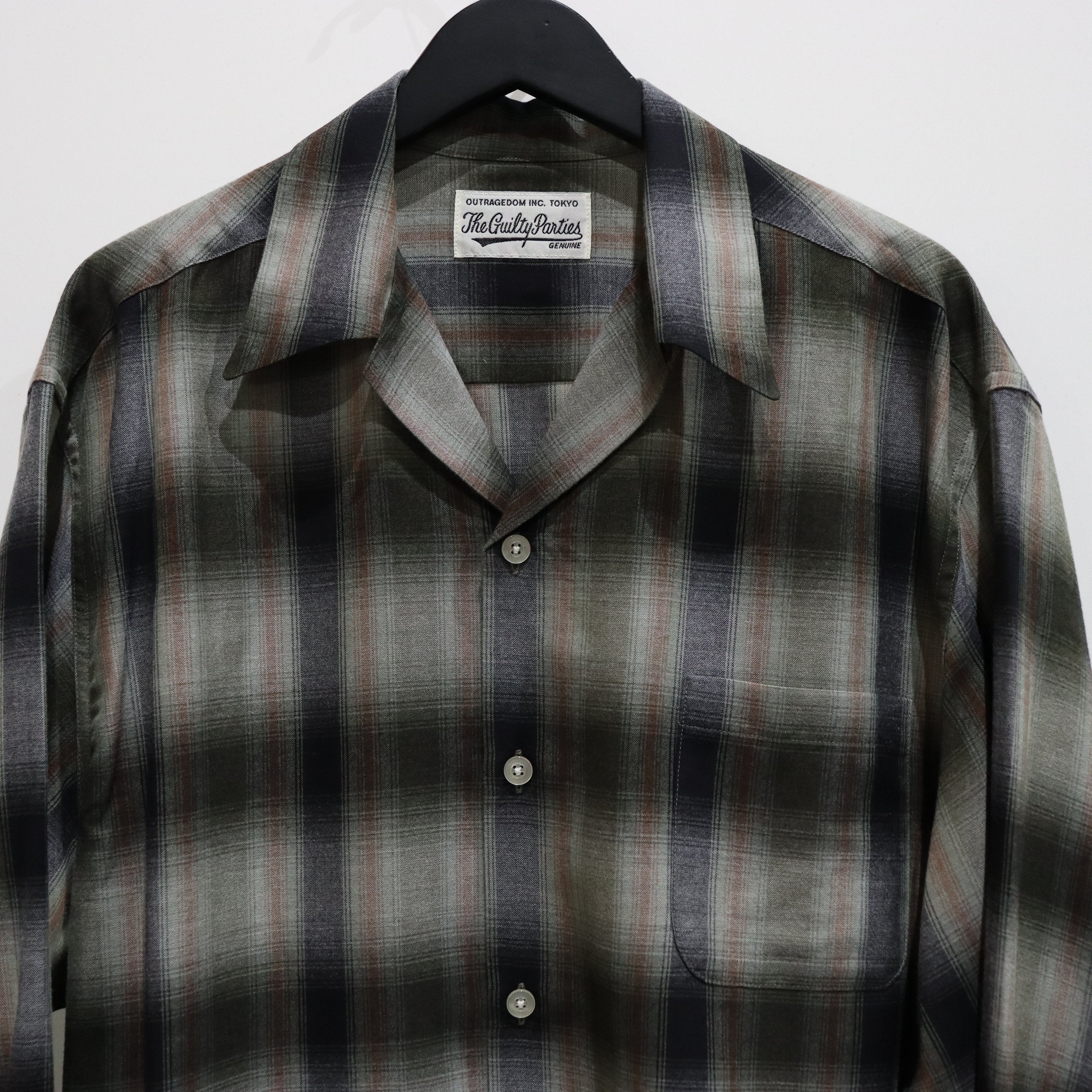 OMBRE CHECK OPEN COLLAR SHIRT L/S -TYPE 4- #GREEN [23FW-WMS-OC04]