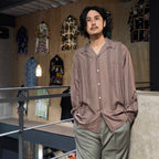 條紋開領襯衫 L/S #紫色 [24SSE-WMS-OC01]