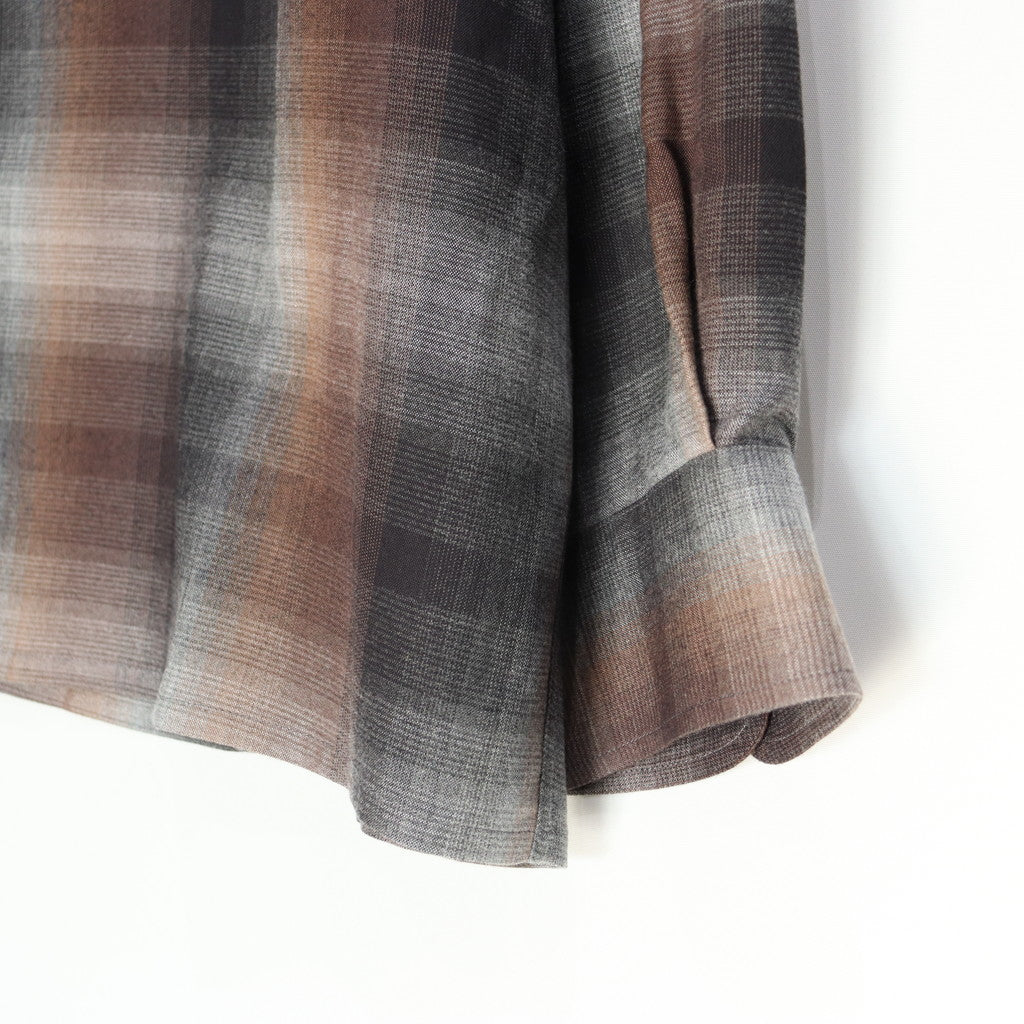 OMBRE CHECK OPEN COLLAR SHIRT L/S -TYPE 2- #BROWN [23FW-WMS-OC02]
