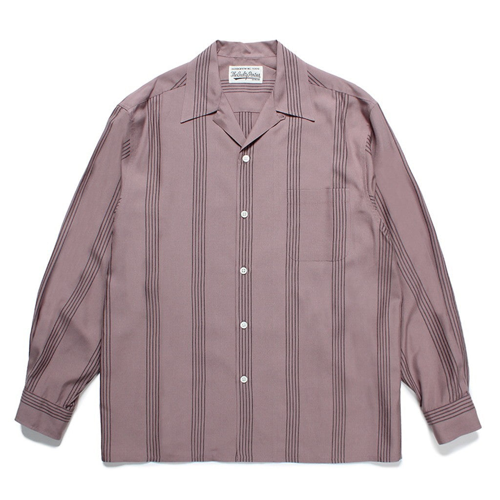 STRIPED OPEN COLLAR SHIRT L/S #PURPLE [24SSE-WMS-OC01]