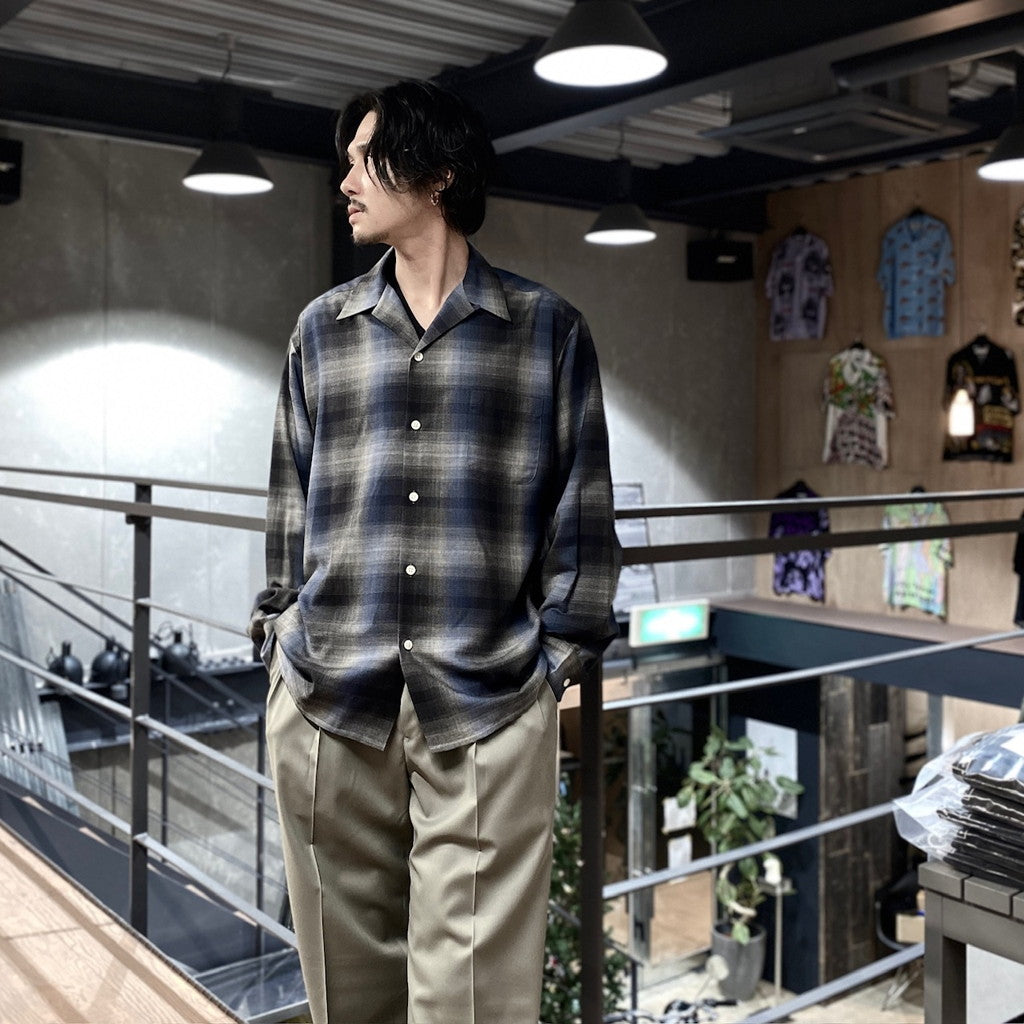 OMBRE CHECK OPEN COLLAR SHIRT L/S -TYPE 2- #NAVY [23FW-WMS-OC02
