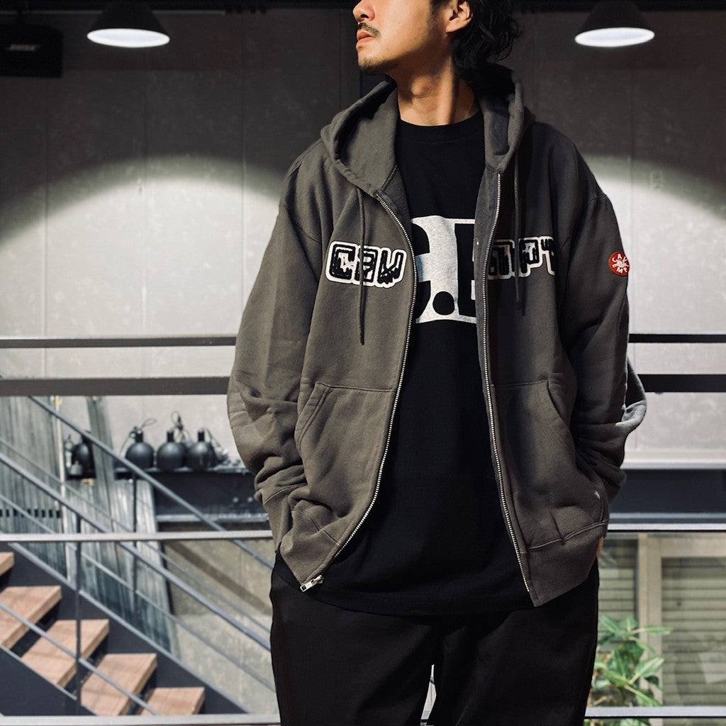 CAV EMPT EMBROIDERY ZIP HOODY #CHARCOAL [CES25CS05]