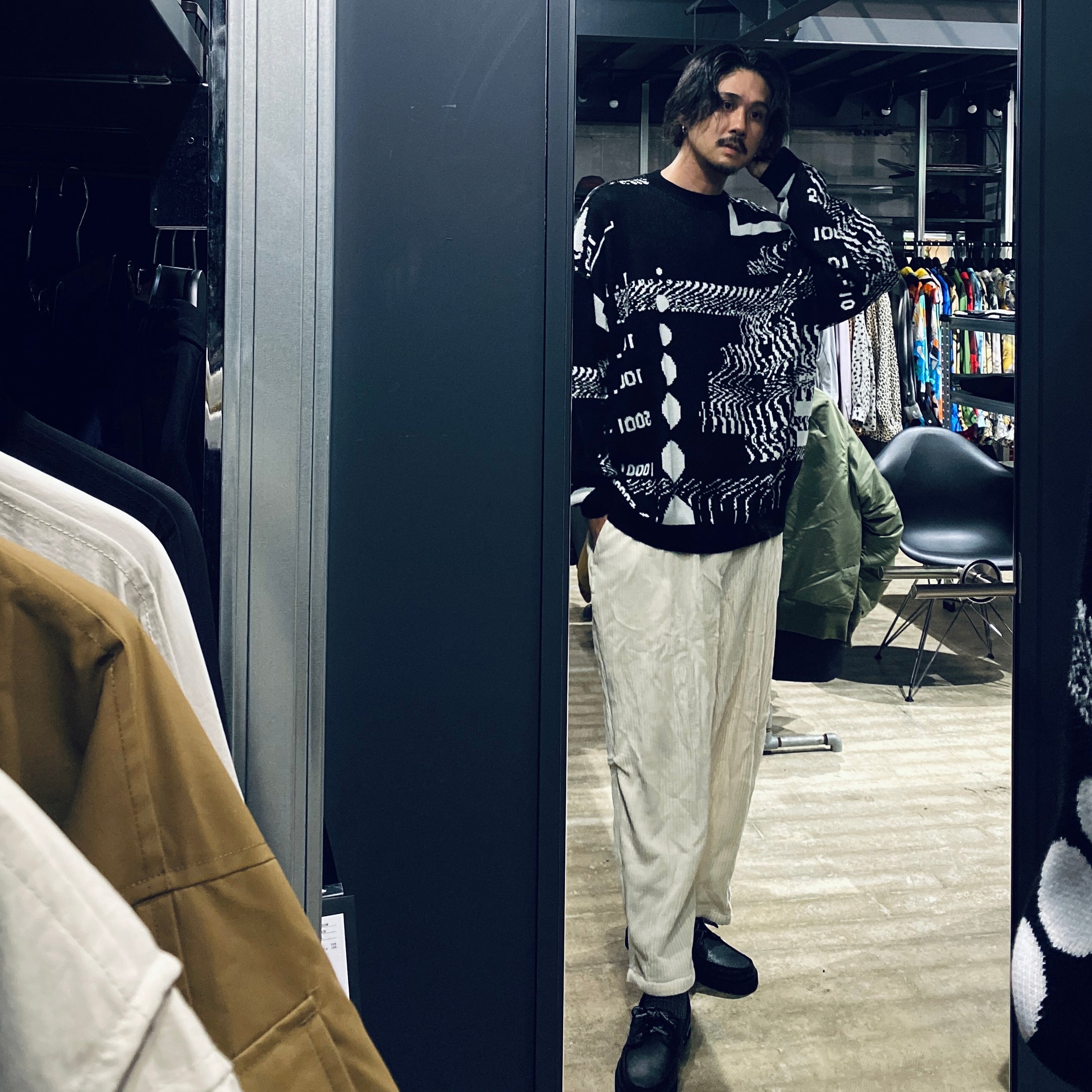 COVID-19 KNIT SWEATER #BLACK [FW23-KN02]