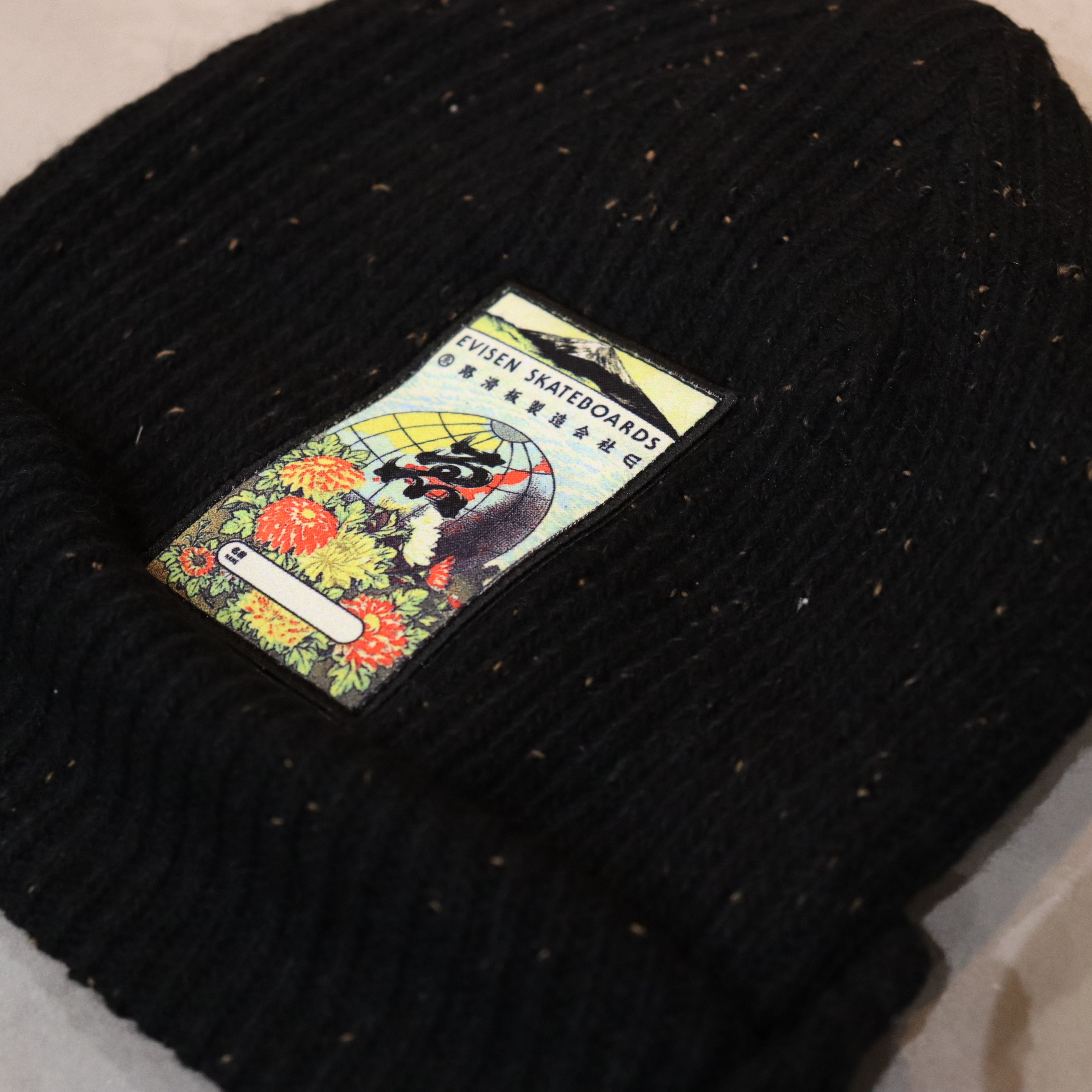 地球標籤棉結便帽#黑色 [23FW-H03]