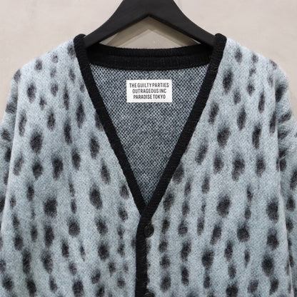 LEOPARD MOHAIR CARDIGAN #L-BLUE [24SS-WMK-KN09]