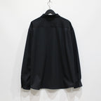 半拉鍊拼接格紋襯衫#黑色 [SC2320-SH04]