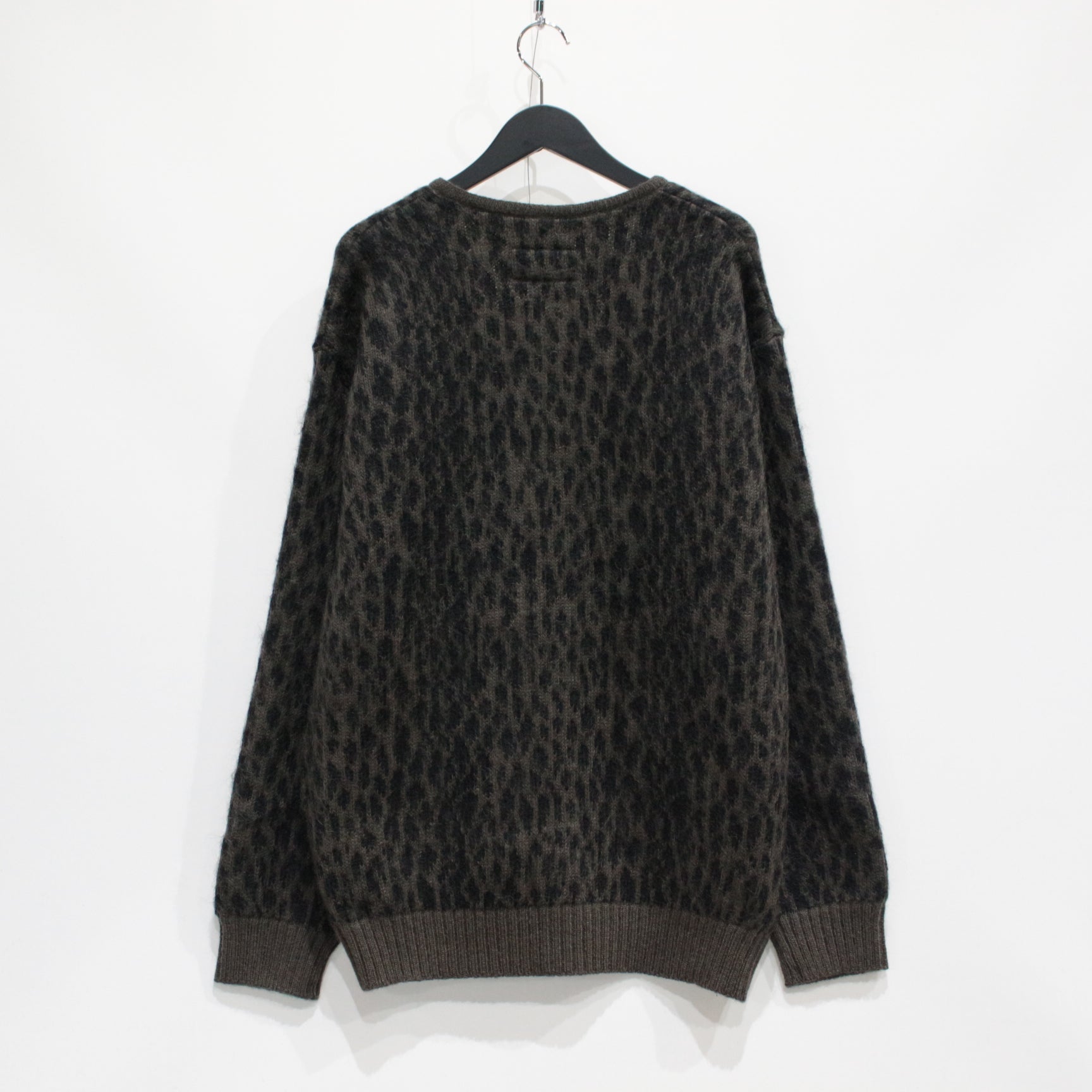 LEOPARD HEAVY MOHAIR CARDIGAN #KHAKI [23FW-WMK-KN15]