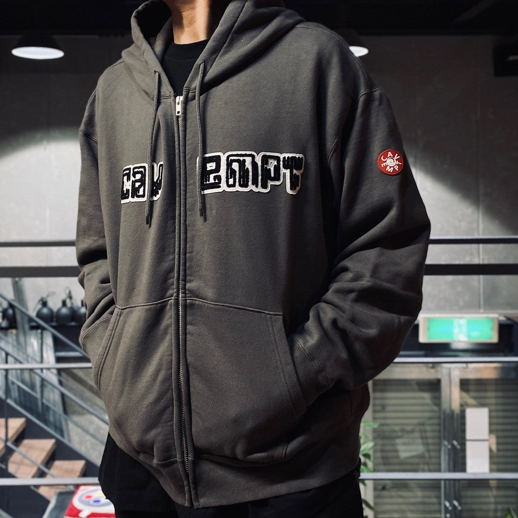 CAV EMPT EMBROIDERY ZIP HOODY #CHARCOAL [CES25CS05]