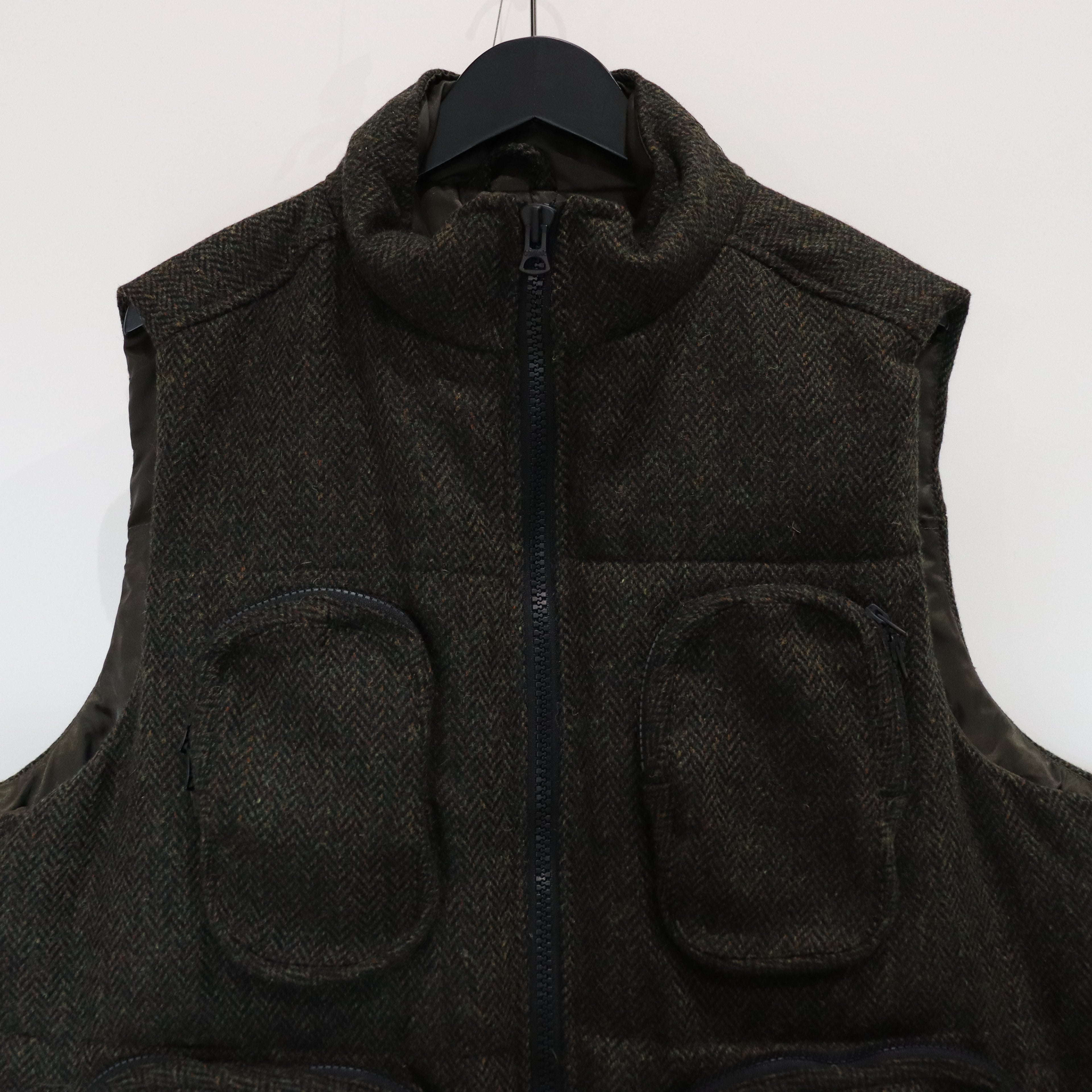 TWEED DOWN VEST #OLIVE [FW23-JK04]